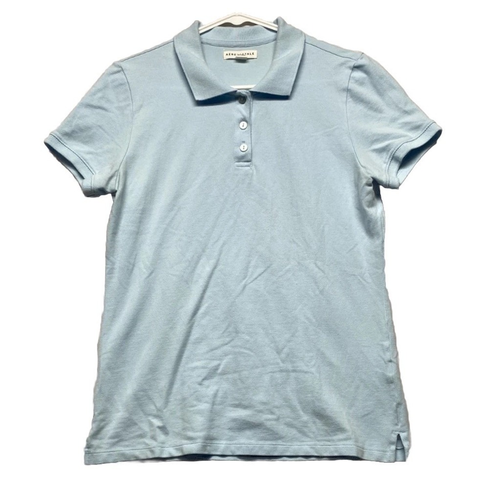 Aeropostale Performance Polo Shirt Womens XL Light Blue Cotton Stretch Tennis